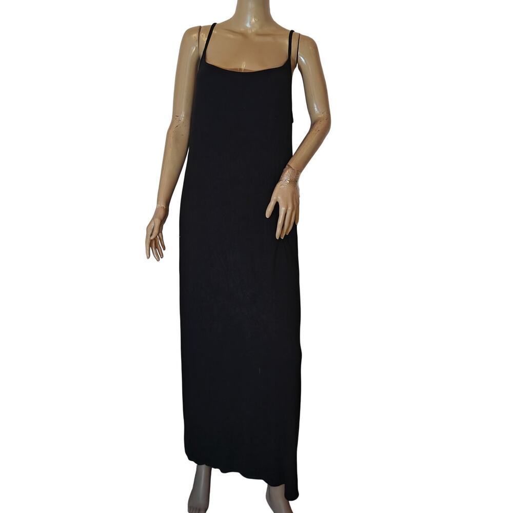 PrettyLittleThing Black Maxi Slip Dress Low Back Minimalist Size US 22